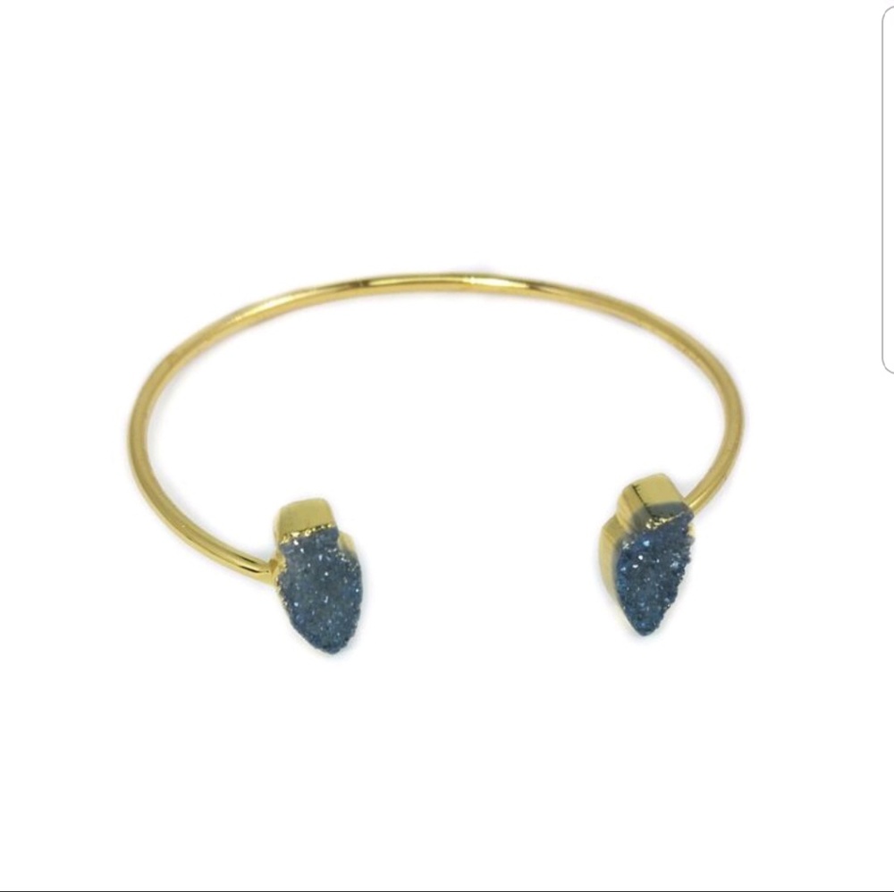 Blue Gray Druzy Cuff Bracelet